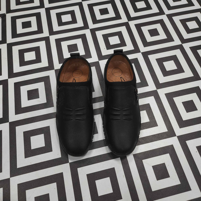 Premium Black Leather Casual Shoes - Maha fashions -  Men Footwear