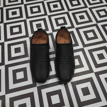 Premium Black Leather Casual Shoes - Maha fashions -  Men Footwear