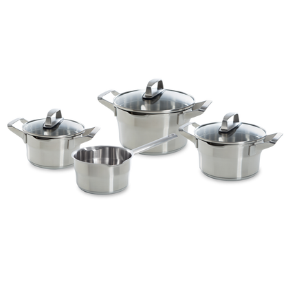 Premium+ pannenset 4-delig zilver vooraanzicht