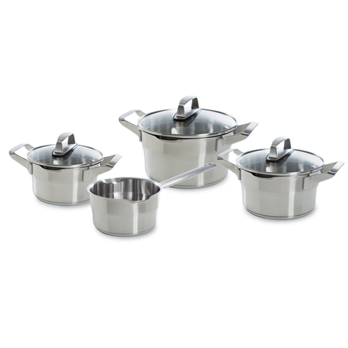Premium+ pannenset 4-delig zilver vooraanzicht