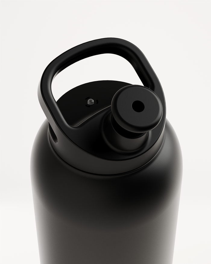 Pull-Up Lid insulated water bottle top with drinking spout.