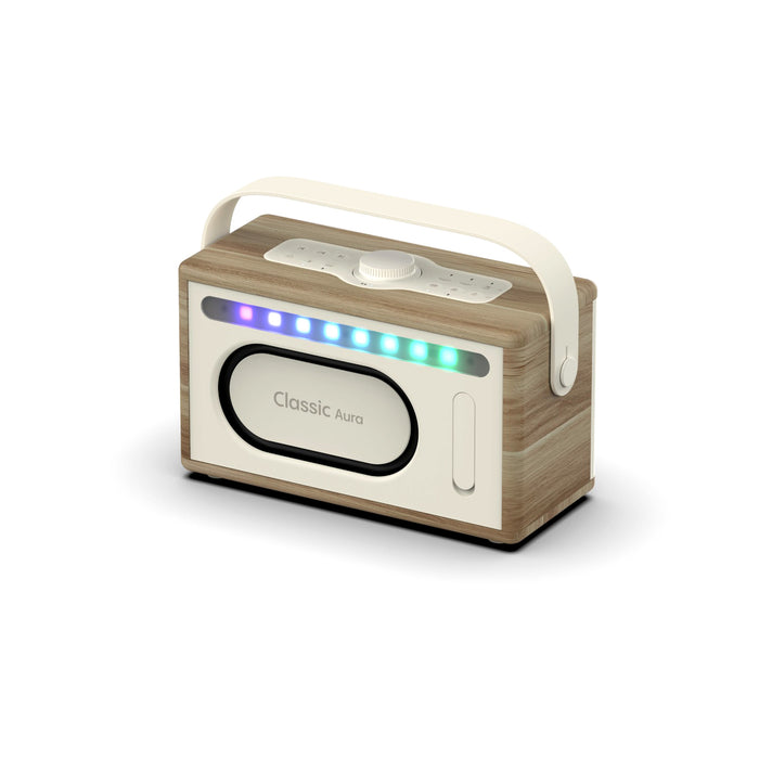 Pure Classic Aura Portable Bluetooth Speaker with Ambient Lighting - Cotton White Oak White