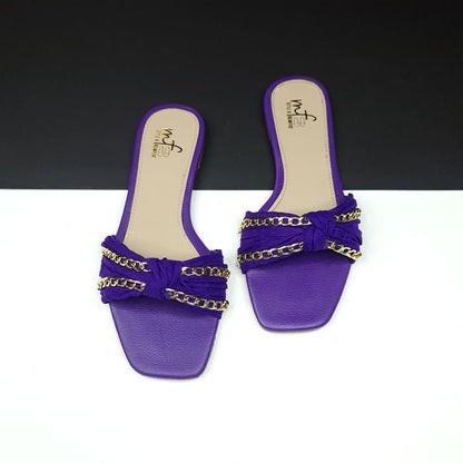 Purple Chain Slippers - Maha fashions -