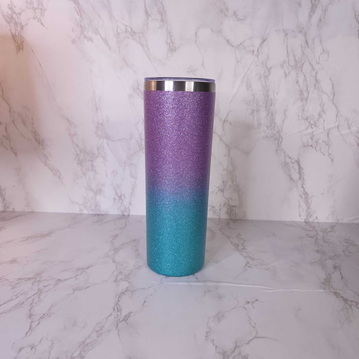 Purple Green Glittery Tumbler - Maha fashions -  Fancy Water Bottle