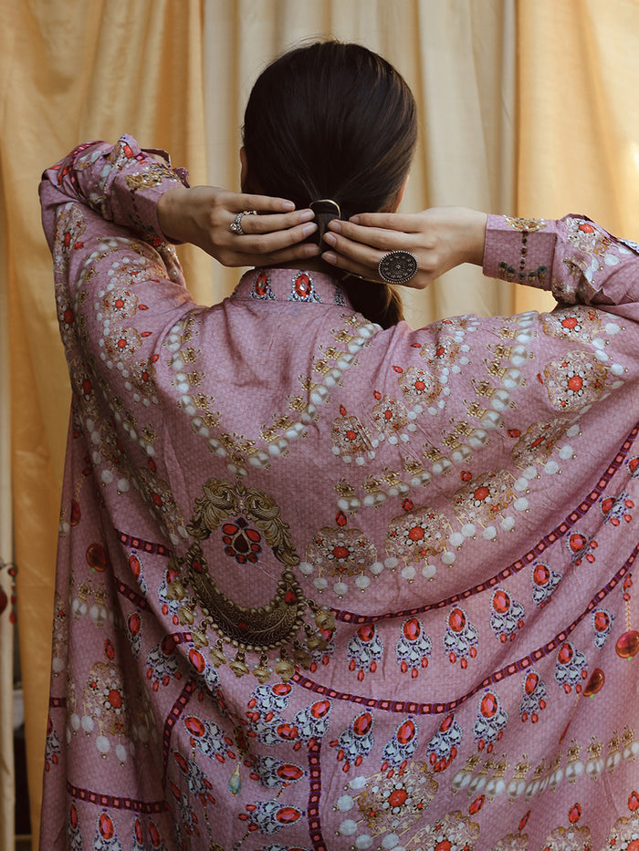 Rumi Purple Moroccan Satin Silk Dress for women