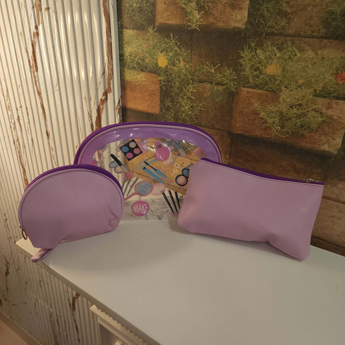 Purple Multi Use Pouch 3 Pcs Set - Maha fashions -  Handbags & Wallets