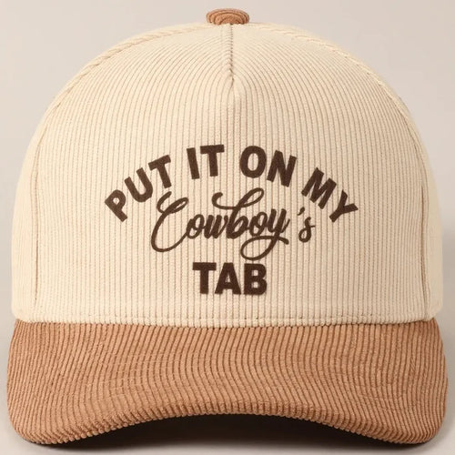 Put It On My Cowboys Tab Corduroy Cap