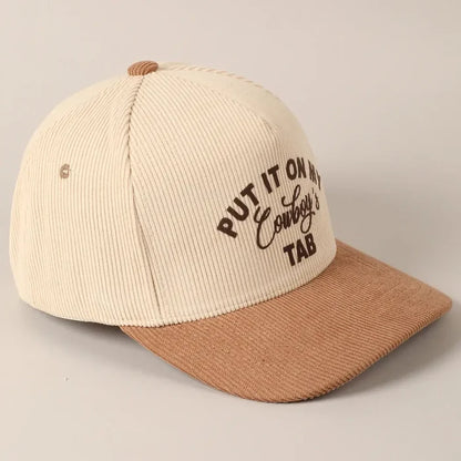 Put It On My Cowboys Tab Corduroy Cap