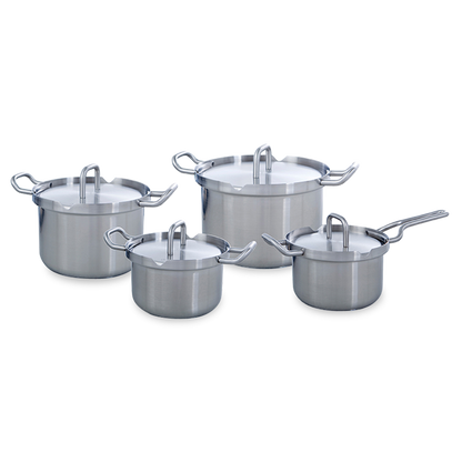 Q-Linair Master pannenset 4-delig zilver vooraanzicht