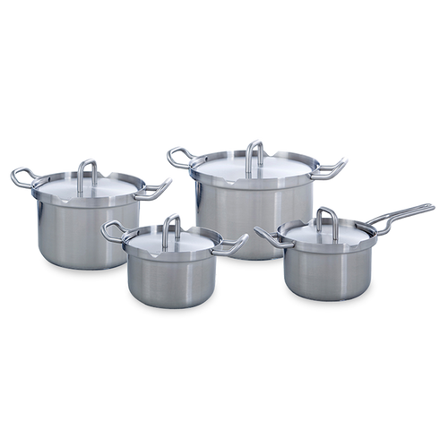 Q-Linair Master pannenset 4-delig zilver vooraanzicht