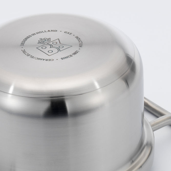 Q-Linair Master pannenset 4-delig zilver vooraanzicht onderzijde