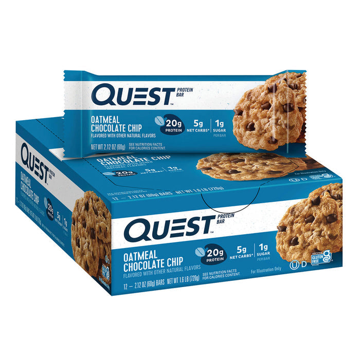 Quest Oatmeal Chocolate Chip Protein Bar 2.1 OZ - 12 Count