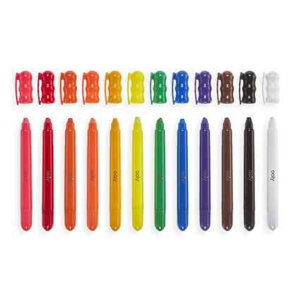 Rainy Dayz Gel Crayons lined up with caps off