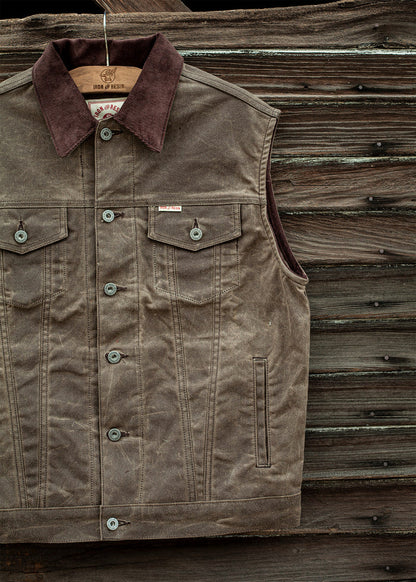 Iron & Resin Rambler Vest in Oak Brown with Corduroy Collar