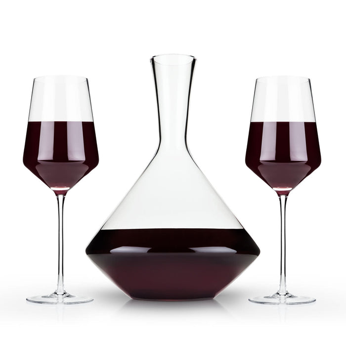 Raye Angled Crystal Bordeaux Decanter & Wine Glass Set (Online Only)