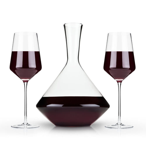 Raye Angled Crystal Bordeaux Decanter & Wine Glass Set (Online Only)