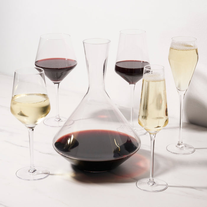 Raye Angled Crystal Bordeaux Decanter & Wine Glass Set (Online Only)