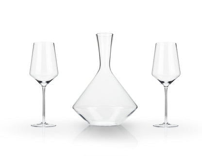 Raye Angled Crystal Bordeaux Decanter & Wine Glass Set (Online Only)
