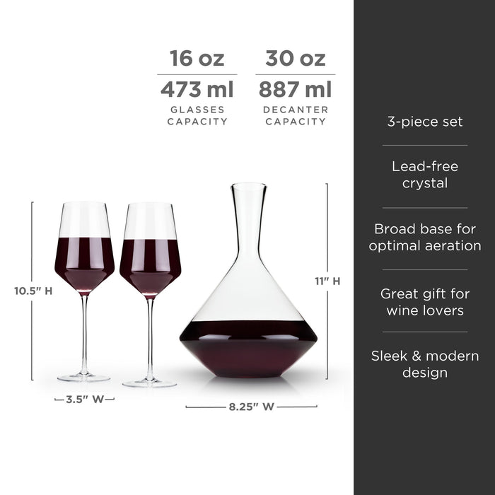 Raye Angled Crystal Bordeaux Decanter & Wine Glass Set (Online Only)