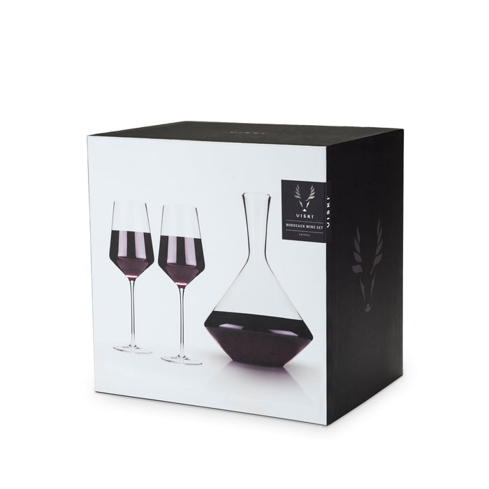Raye Angled Crystal Bordeaux Decanter & Wine Glass Set (Online Only)
