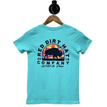 Red Dirt Hat Co. Youth "Wild & Free" T-Shirt in Teal