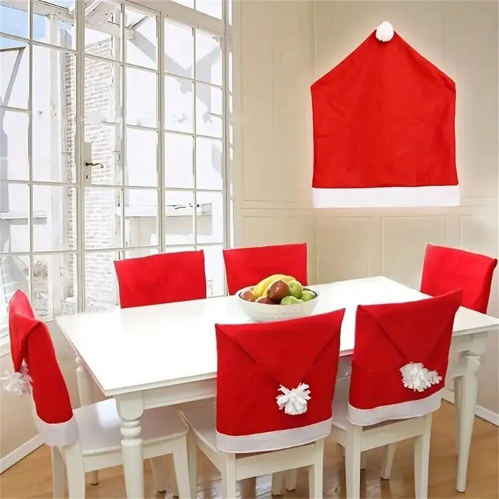 Red Hat Santa Christmas Chair Cover Set