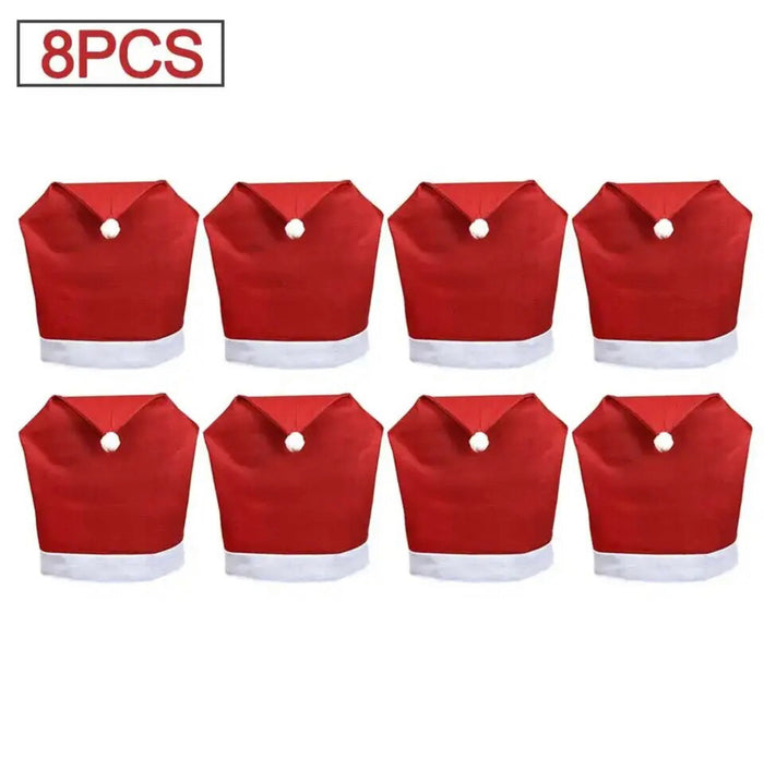 Red Hat Santa Christmas Chair Cover Set