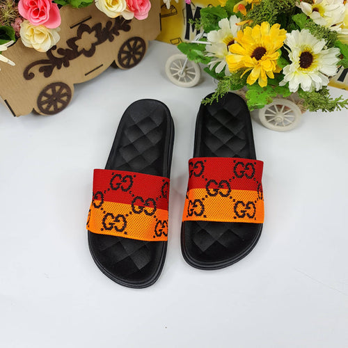 Red/Orange Casual Slides - Maha fashions -