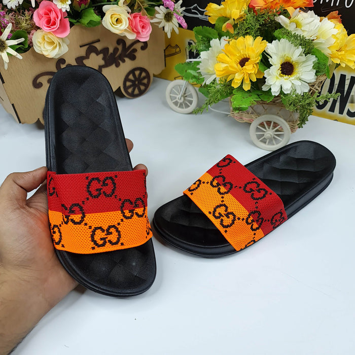 Red/Orange Casual Slides - Maha fashions -