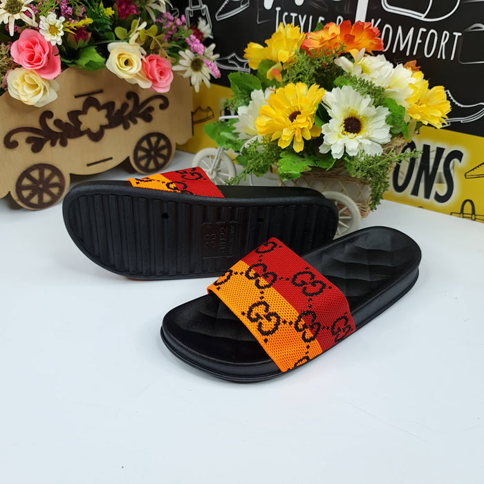 Red/Orange Casual Slides - Maha fashions -