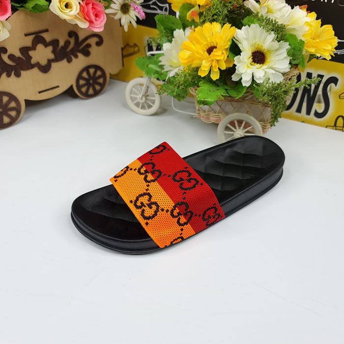 Red/Orange Casual Slides - Maha fashions -
