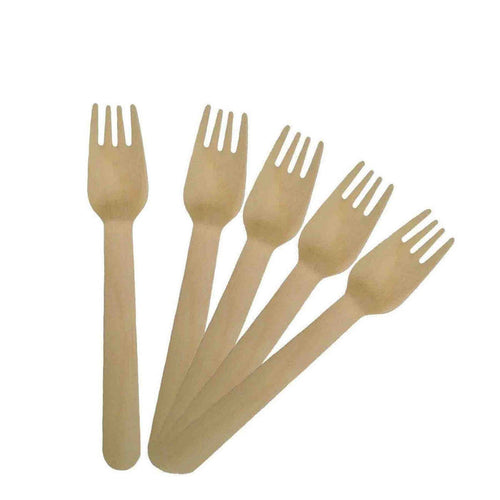 Regent 20 Piece Wooden Disposable Forks - Brown