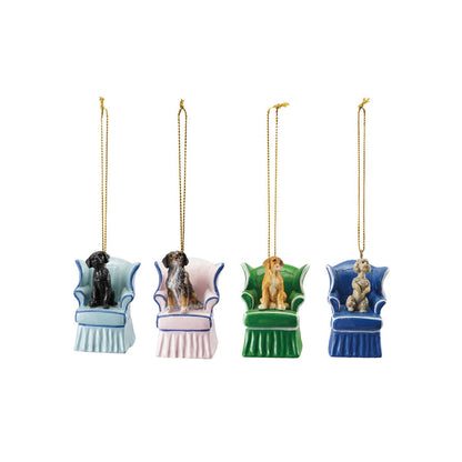 Resin Vintage Reproduction Dog in Chair Ornament (4 Styles)