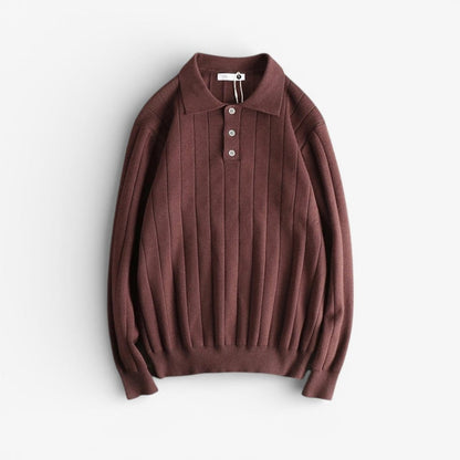 Retro polo striped sweater - AntoniosClothing - Dark coffee