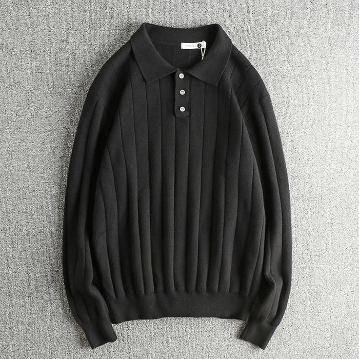Retro polo striped sweater - AntoniosClothing - Dark coffee