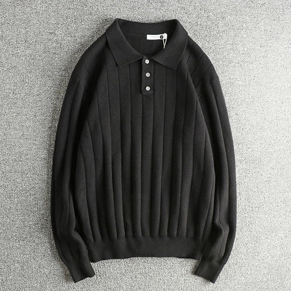 Retro polo striped sweater - AntoniosClothing - Dark coffee