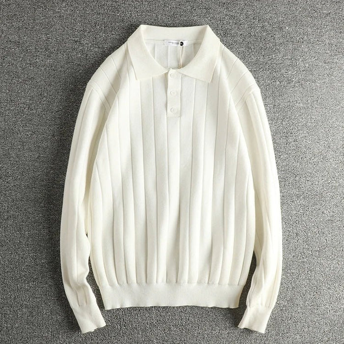 Retro polo striped sweater - AntoniosClothing - Dark coffee