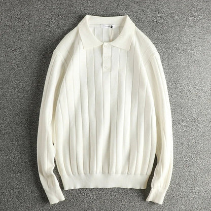 Retro polo striped sweater - AntoniosClothing - Dark coffee