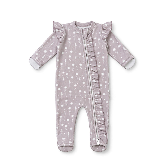 Ribbed Frilled Growsuit - Sprig