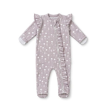 Ribbed Frilled Growsuit - Sprig