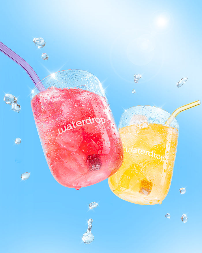 waterdrop® x Ricola Taster Set beverages with branded tumblers.