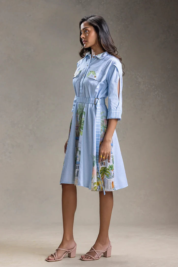 Riviera blue paneled dress