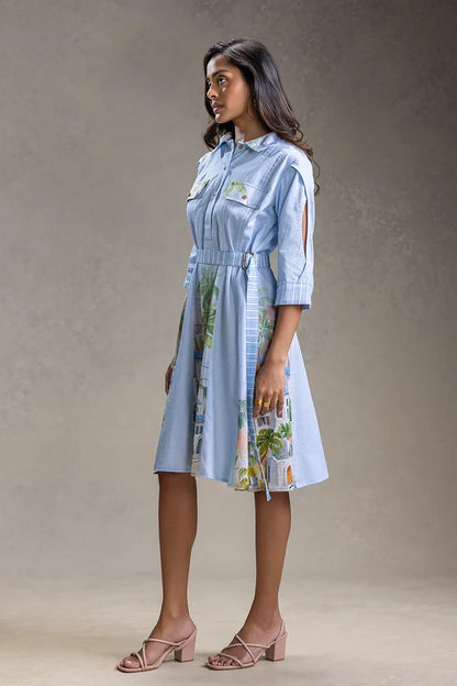 Riviera blue paneled dress