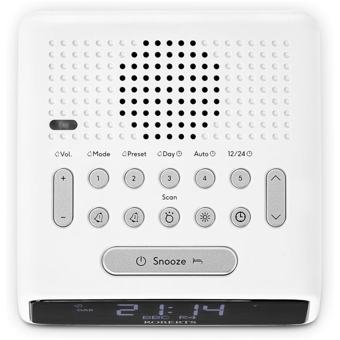 Roberts Ortus DAB DAB+ FM Bedside Alarm Clock Radio White White