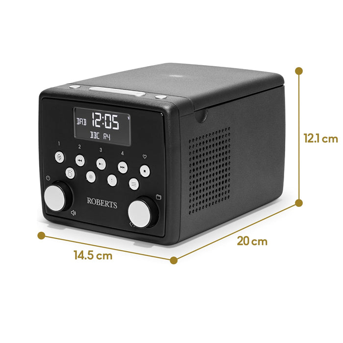Roberts SOUND 49 FM DAB DAB+ Digital Clock Radio with Bluetooth and CD Player - Black Black