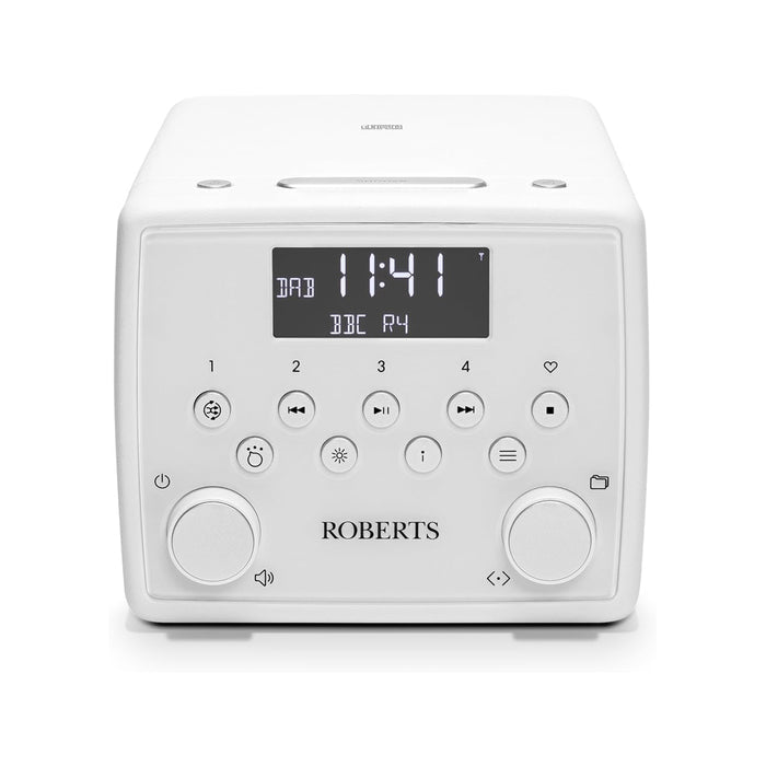 Roberts SOUND 49 FM DAB DAB+ Digital Clock Radio with Bluetooth and CD Player - White White
