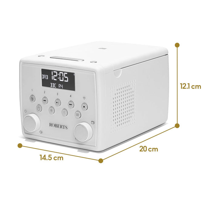 Roberts SOUND 49 FM DAB DAB+ Digital Clock Radio with Bluetooth and CD Player - White White