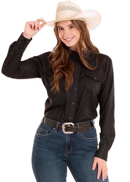 Rock & Roll Denim Women's Tek Western Women's Snap Shirt in Black