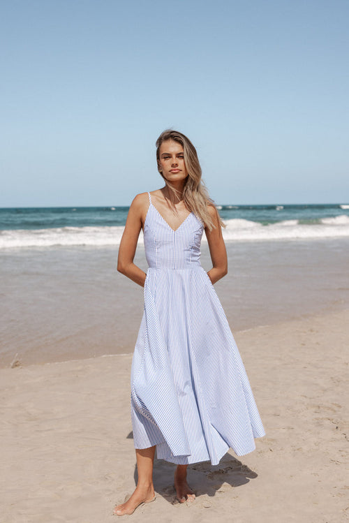 Petal and Pup USA DRESSES Romilly Strappy Maxi Dress - Light Blue