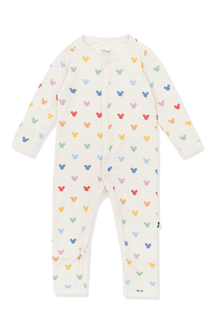 Romper with Pastel Mickey Mouse pattern on an oat background